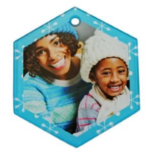 Hexagon Small Glass 1-Sided Ornament